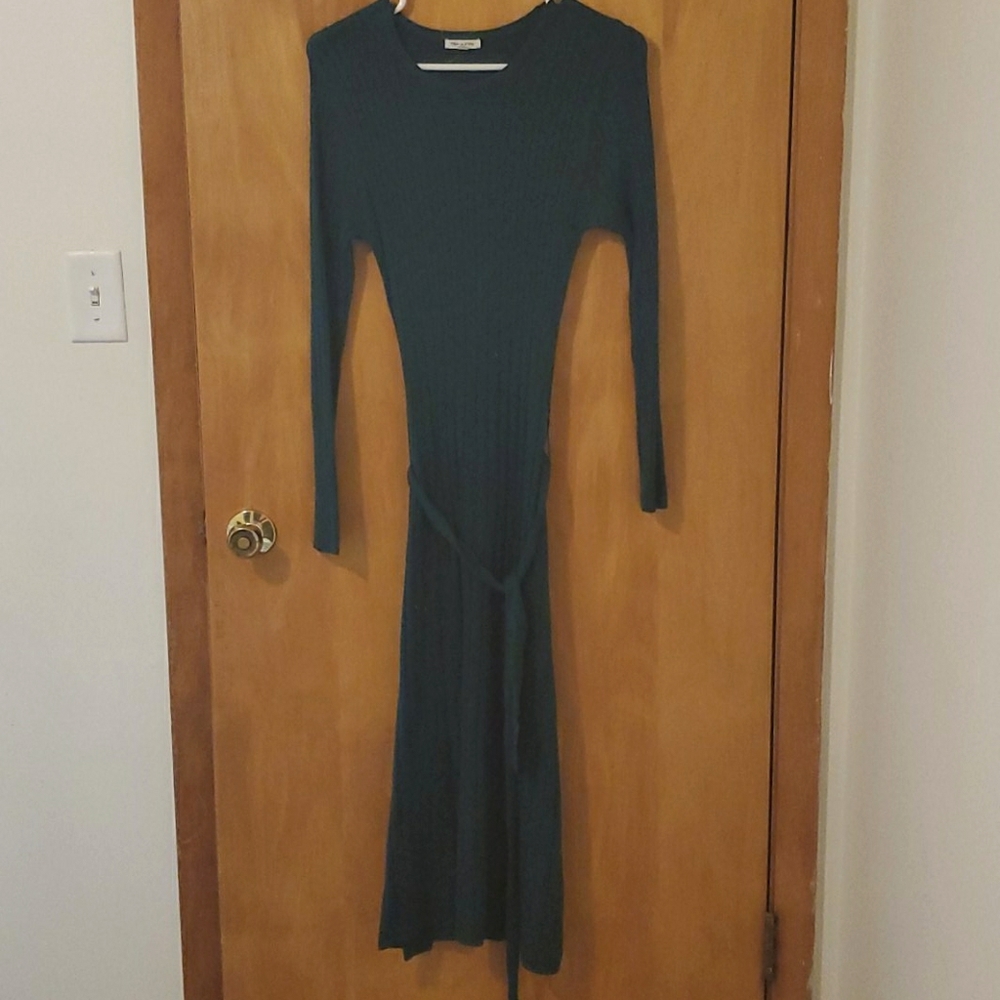 Green Ribbed Midi Dress